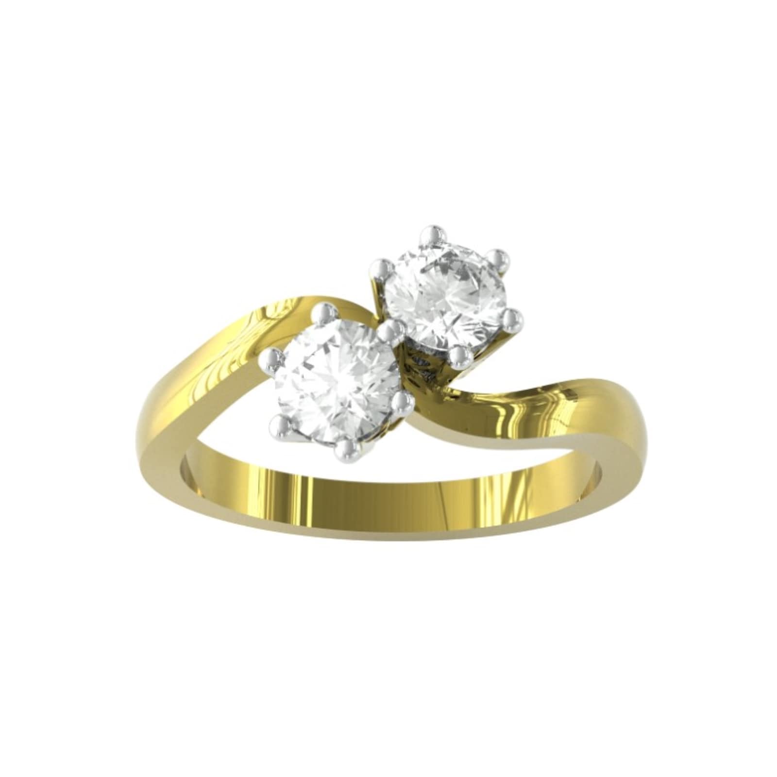 9ct Yellow Gold 0.25cttw Brilliant Cut 2 Stone Diamond Ring - Ring Size O