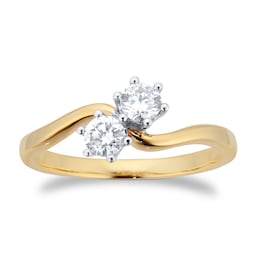 37893021 - 18ct Yellow Gold 0.50cttw Brilliant Cut 2 Stone Diamond Ring