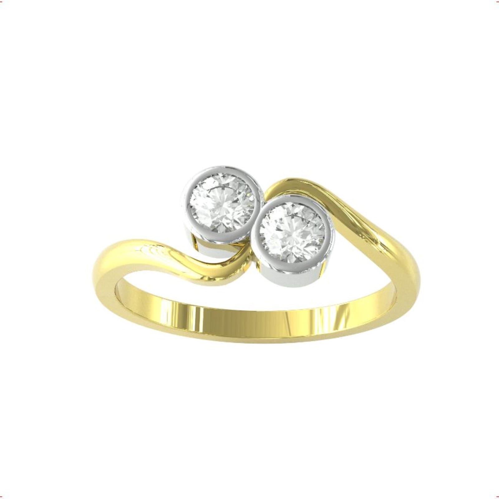 9ct Yellow Gold 0.33cttw Brilliant Cut 2 Stone Diamond Ring - Ring Size F.5