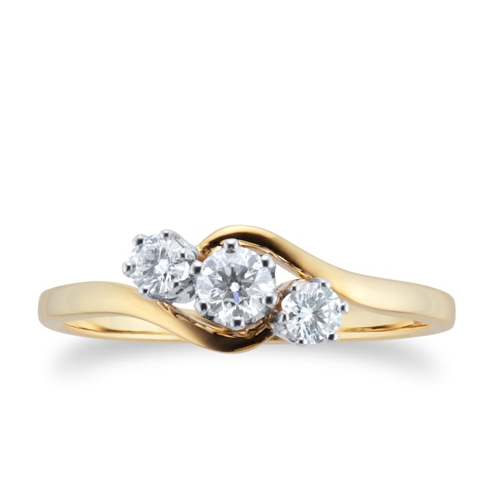 By Request 18ct Yellow Gold 0.50cttw Brilliant Cut 3 Stone Diamond Ring - Ring Size K