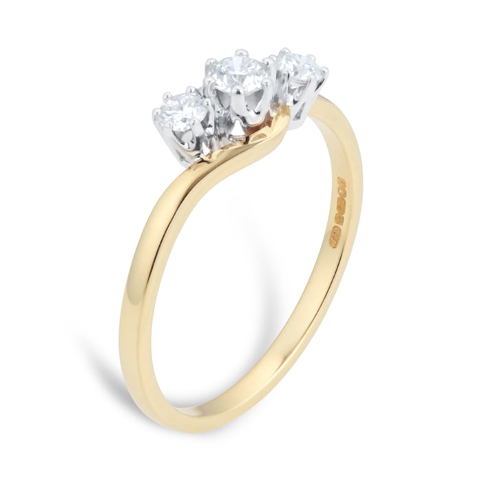 By Request 18ct Yellow Gold 0.50cttw Brilliant Cut 3 Stone Diamond Ring - Ring Size K