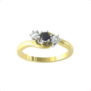 By Request 9ct Yellow Gold Sapphire And Diamond 3 Stone Ring
