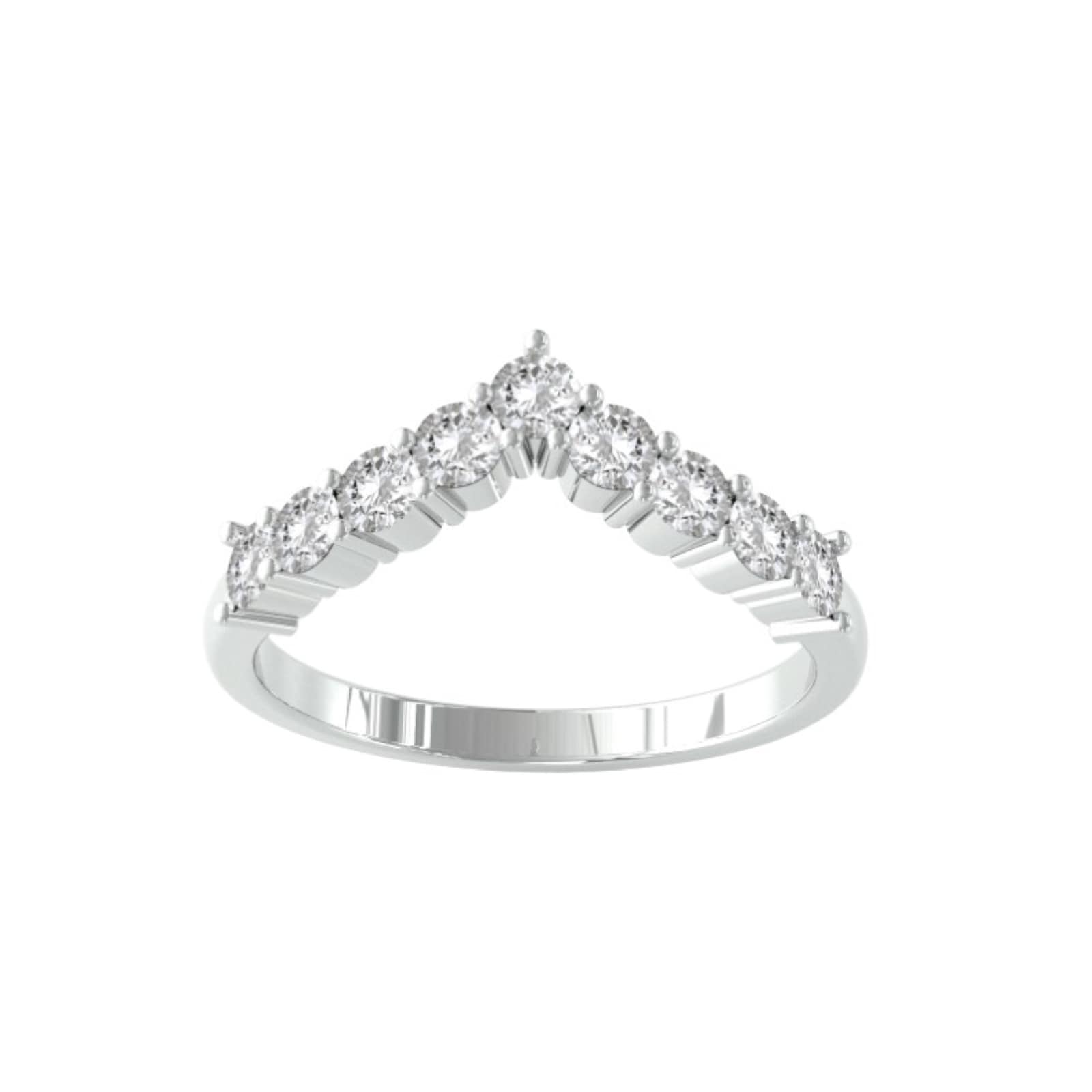 9ct White Gold 0.45cttw Brilliant Cut Diamond Wishbone Ring - Ring Size H.5