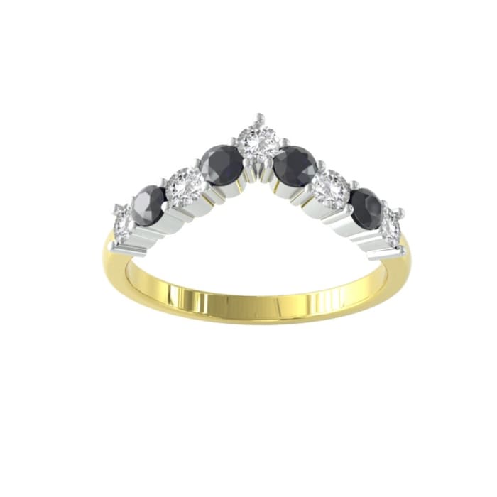 By Request 9ct Yellow Gold 0.25cttw Sapphire and Diamond Wishbone Ring - Ring Size D.5