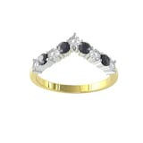 By Request 9ct Yellow Gold 0.25cttw Sapphire and Diamond Wishbone Ring - Ring Size D.5