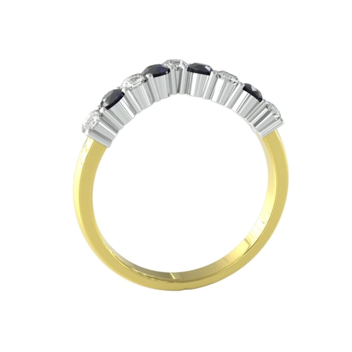 By Request 9ct Yellow Gold 0.25cttw Sapphire and Diamond Wishbone Ring - Ring Size D.5
