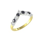 By Request 9ct Yellow Gold 0.25cttw Sapphire and Diamond Wishbone Ring - Ring Size D.5