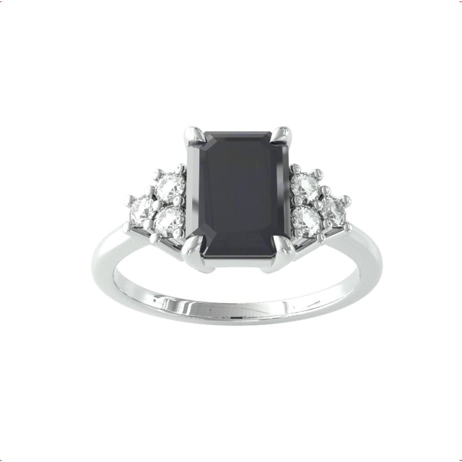 9ct White Gold Sapphire and Brilliant Cut Diamond Ring - Ring Size N