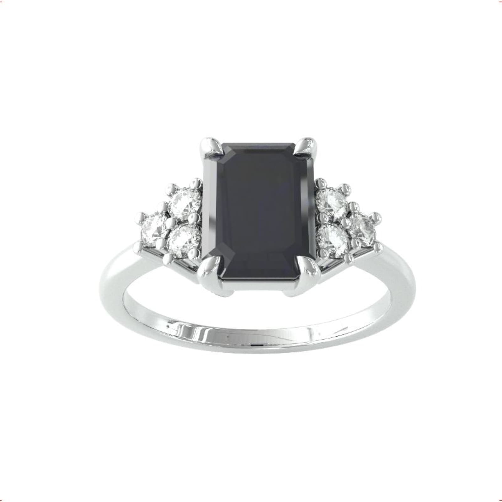 By Request 9ct White Gold Sapphire and Brilliant Cut Diamond Ring - Ring Size P By Request 9ct White Gold Sapphire and Brilliant Cut Diamond Ring - Ring Size P