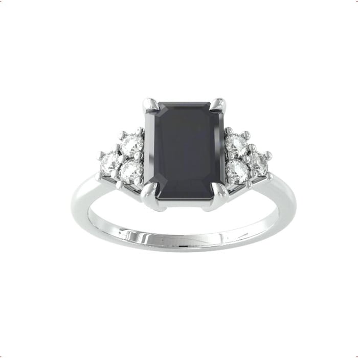 By Request 9ct White Gold Sapphire and Brilliant Cut Diamond Ring - Ring Size Q.5
