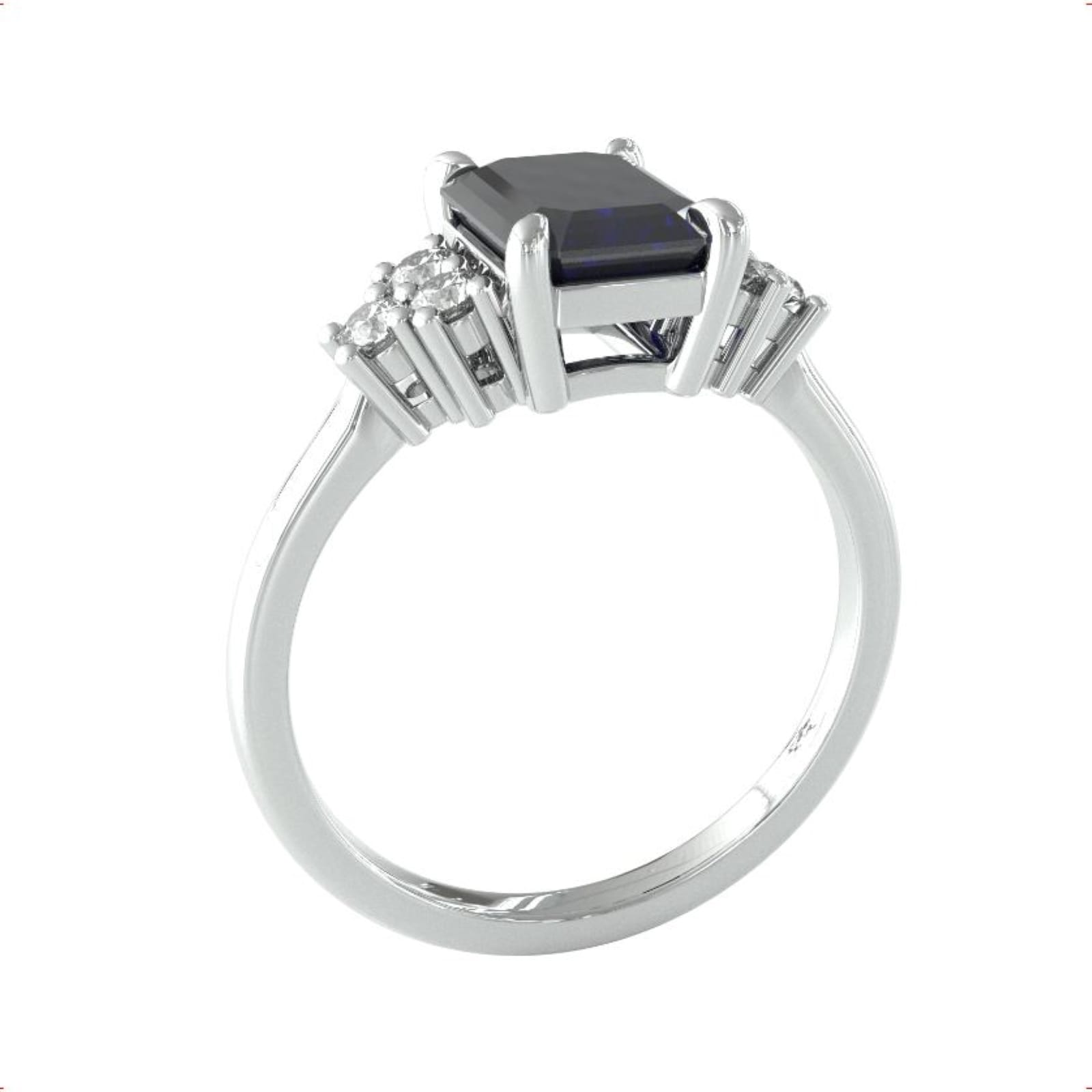 By Request 9ct White Gold Sapphire and Brilliant Cut Diamond Ring - Ring Size P By Request 9ct White Gold Sapphire and Brilliant Cut Diamond Ring - Ring Size P