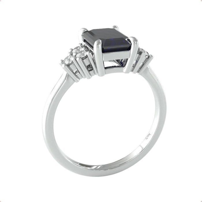 By Request 9ct White Gold Sapphire and Brilliant Cut Diamond Ring - Ring Size K