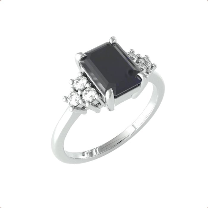 By Request 9ct White Gold Sapphire and Brilliant Cut Diamond Ring - Ring Size G.5