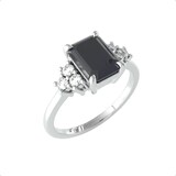 By Request 9ct White Gold Sapphire and Brilliant Cut Diamond Ring - Ring Size A