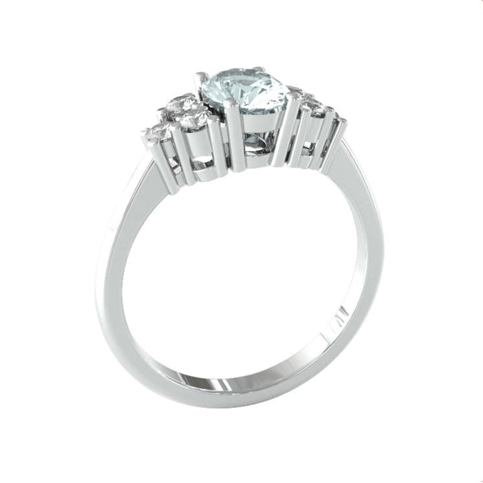 By Request 9ct White Gold Aquamarine and Brilliant Cut Diamond Ring - Ring Size Y.5