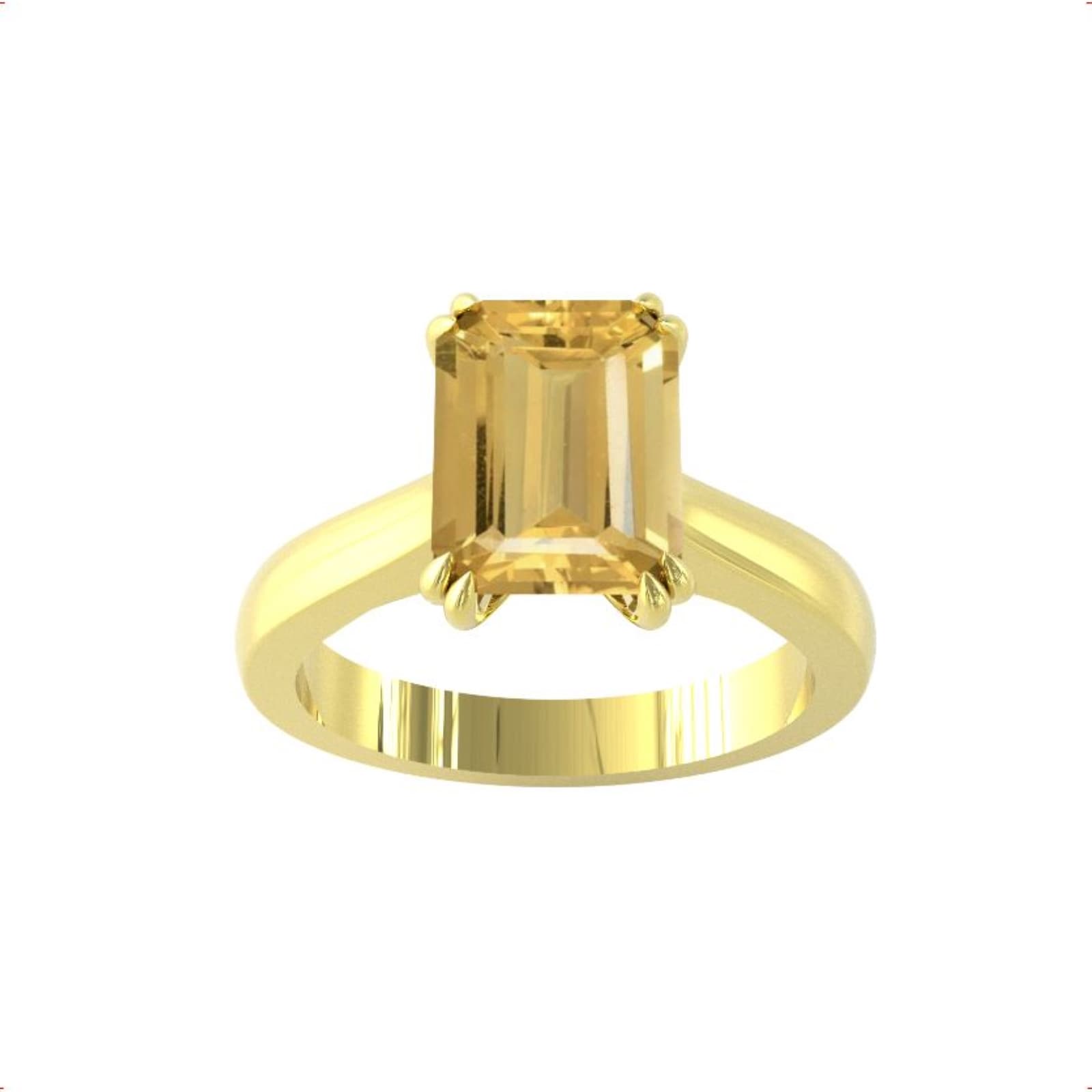 9ct Yellow Gold Emerald Cut Citrine Ring - Ring Size D