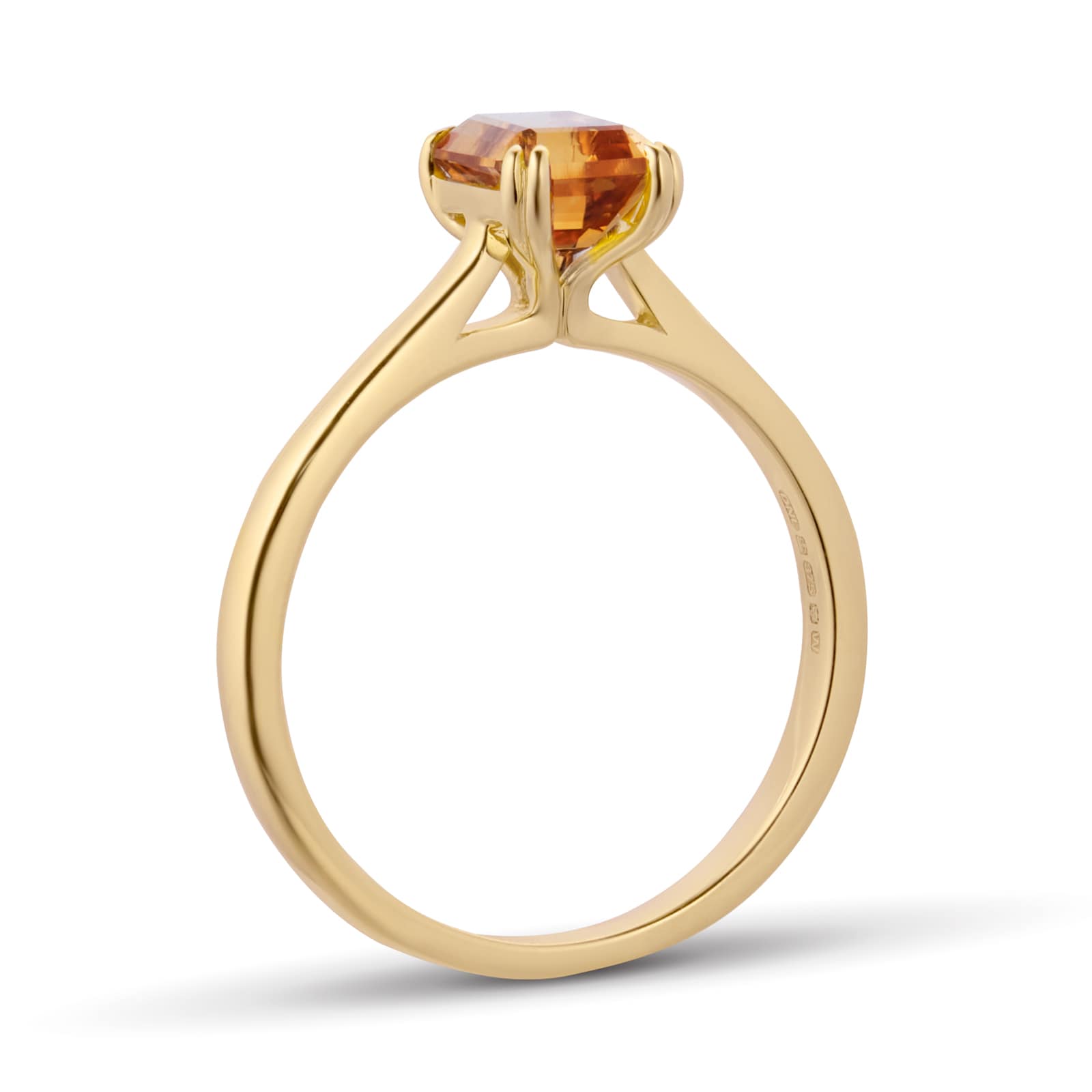 By Request 9ct Yellow Gold Emerald Cut Citrine Ring - Ring Size Q.5 By Request 9ct Yellow Gold Emerald Cut Citrine Ring - Ring Size Q.5