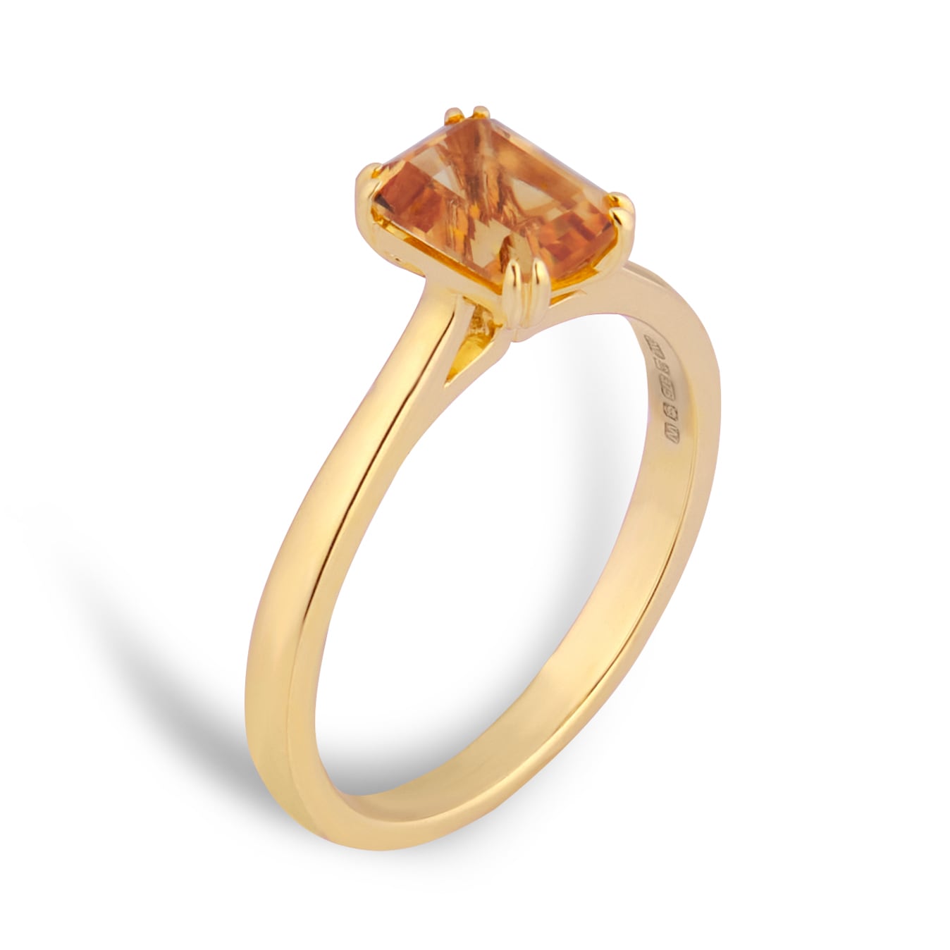 By Request 9ct Yellow Gold Emerald Cut Citrine Ring - Ring Size Q.5 By Request 9ct Yellow Gold Emerald Cut Citrine Ring - Ring Size Q.5