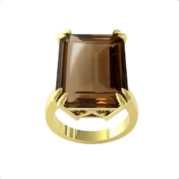 37893032 - 9ct Yellow Gold Emerald Cut Smokey Quartz Ring