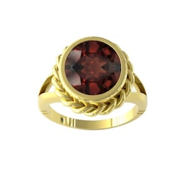 37893035 - 9ct Yellow Gold Garnet Rope Edge Ring