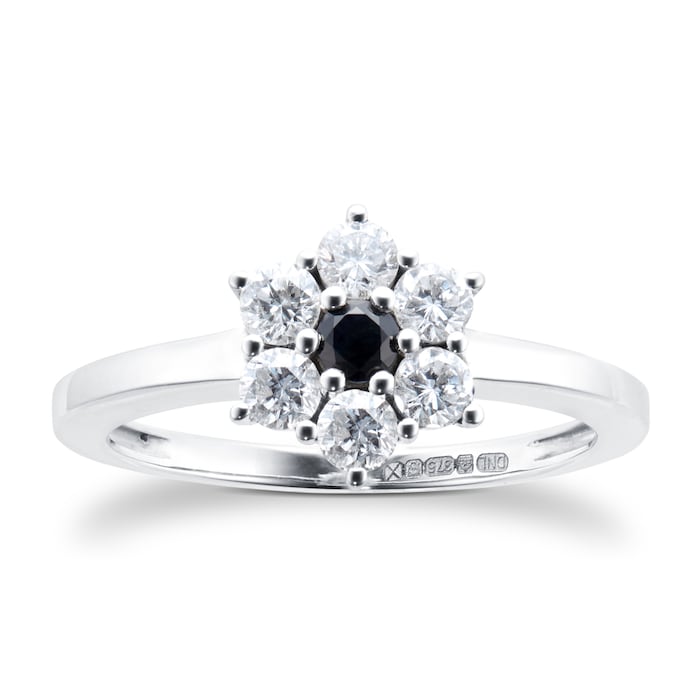 By Request 9ct White Gold Sapphire & Diamond Cluster Ring - Ring Size T.5