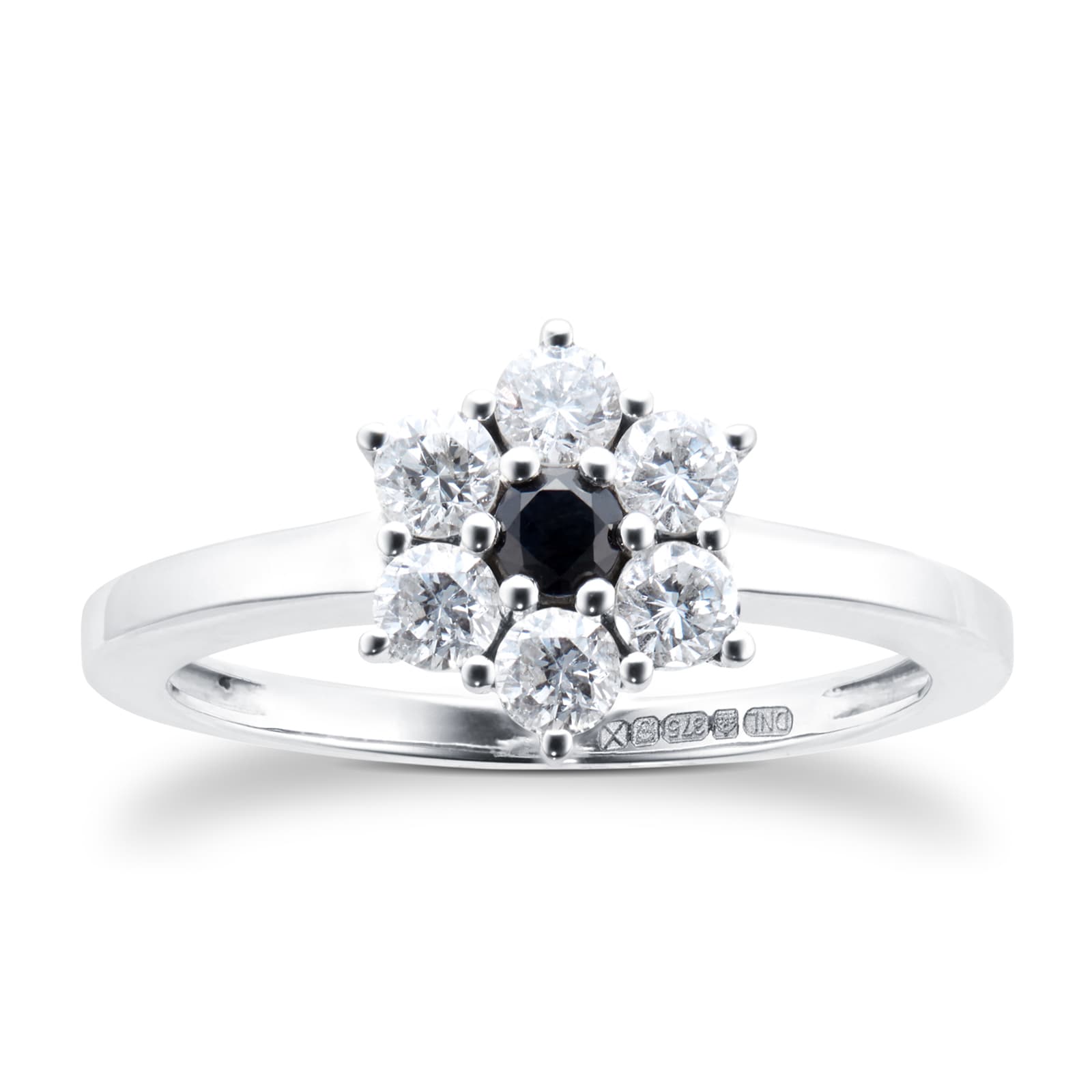 By Request 9ct White Gold Sapphire & Diamond Cluster Ring