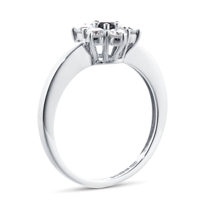 By Request 9ct White Gold Sapphire & Diamond Cluster Ring - Ring Size T.5