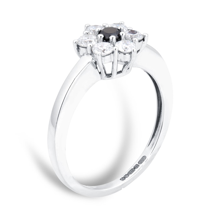 By Request 9ct White Gold Sapphire & Diamond Cluster Ring - Ring Size T.5