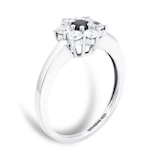 By Request 9ct White Gold Sapphire & Diamond Cluster Ring - Ring Size T.5