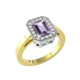 By Request 9ct Yellow and White Gold Amethyst and Diamond Halo Ring