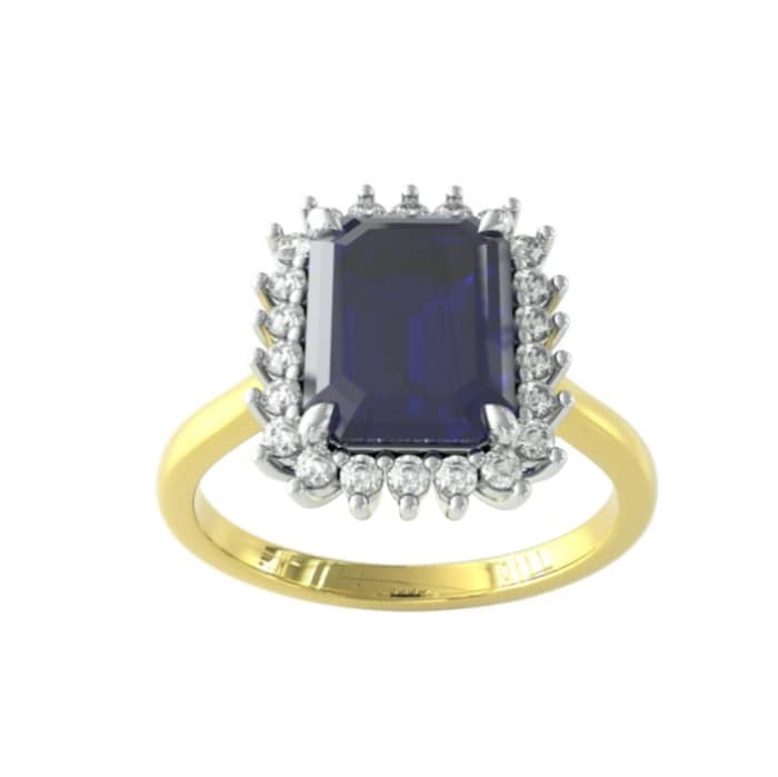 By Request 18ct White & Yellow Gold Sapphire & Diamond Cluster Ring - Ring Size A