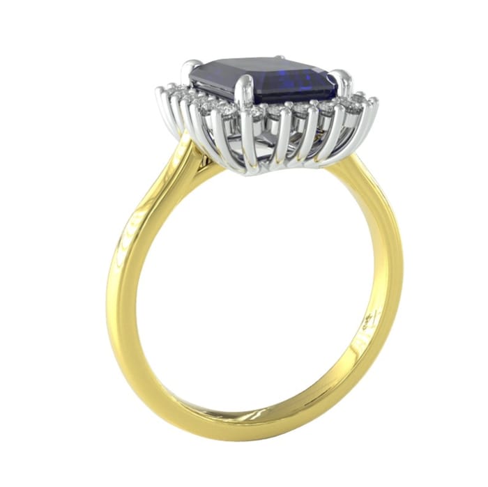 By Request 18ct White & Yellow Gold Sapphire & Diamond Cluster Ring - Ring Size A