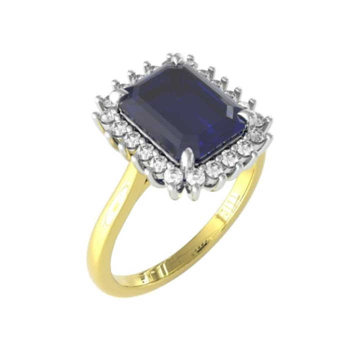 By Request 18ct White & Yellow Gold Sapphire & Diamond Cluster Ring - Ring Size A