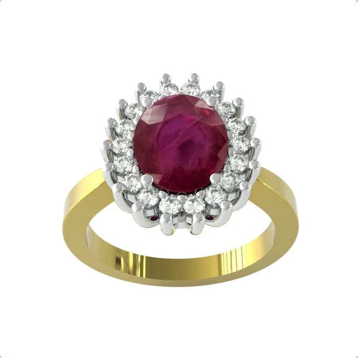 By Request 18ct Yellow & White Gold Ruby and Diamond Cluster Ring