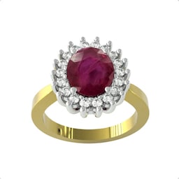37893046 - 18ct Yellow 
White Gold Ruby and Diamond Cluster Ring