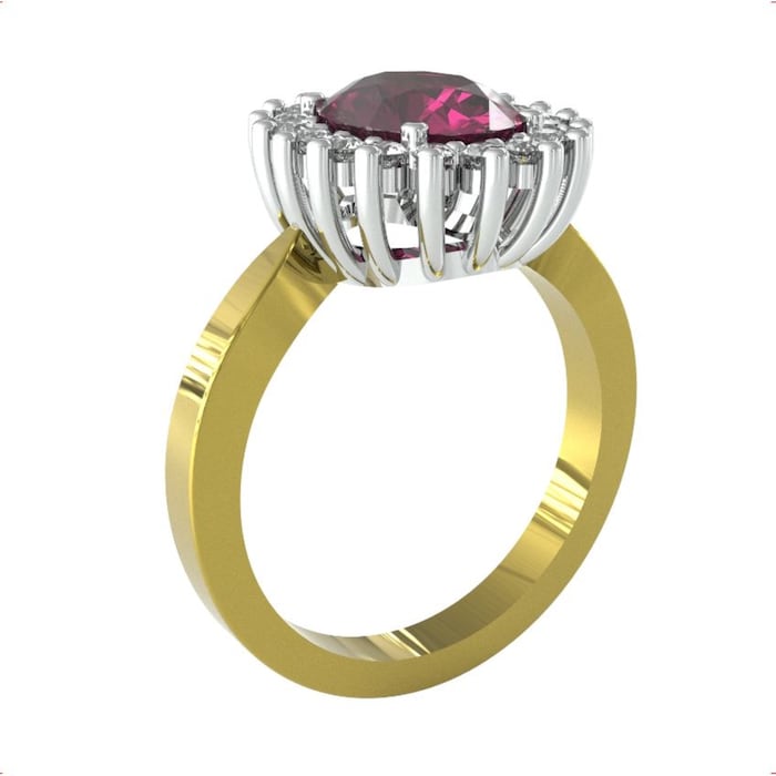 By Request 18ct Yellow & White Gold Ruby and Diamond Cluster Ring