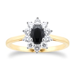 37893048 - 18ct Yellow and White Gold Sapphire And Diamond Cluster Ring