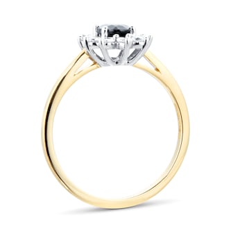 By Request 18ct Yellow and White Gold Sapphire And Diamond Cluster Ring By Request 18ct Yellow and White Gold Sapphire And Diamond Cluster Ring