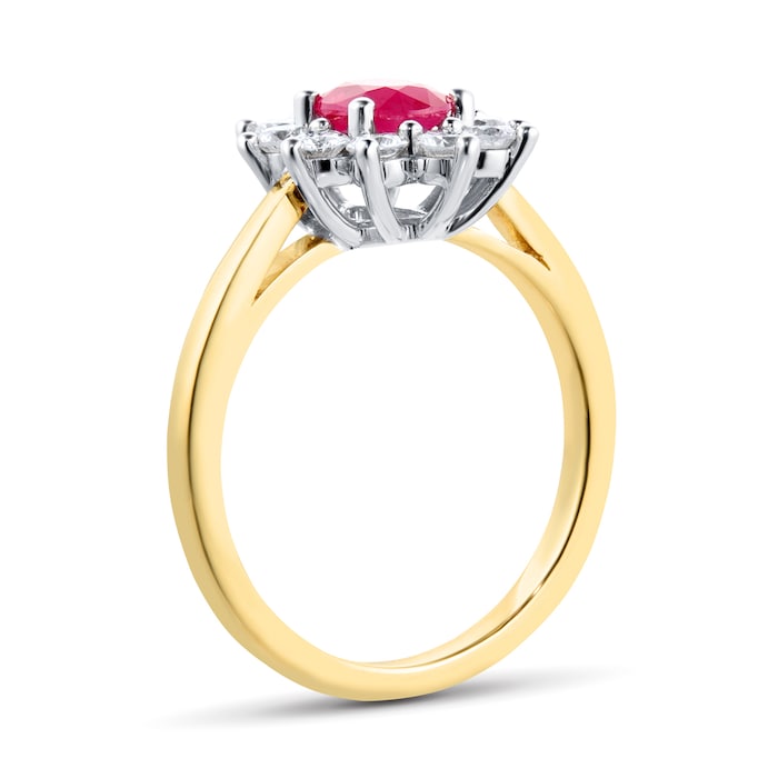 By Request 18ct Yellow and White Gold Ruby And Diamond Cluster Ring
