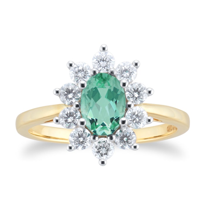 By Request 18ct Yellow and White Gold Emerald And Diamond Cluster Ring