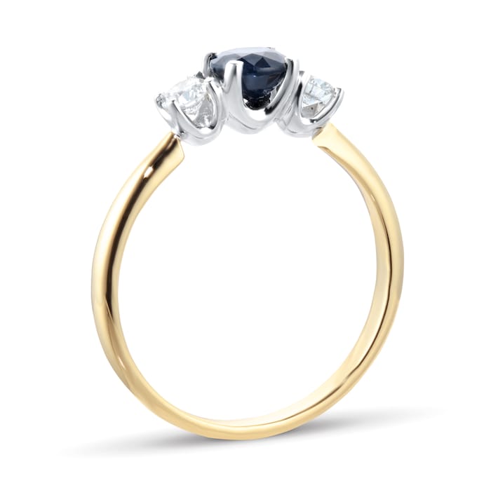 By Request 18ct Yellow and White Gold 3 Stone Sapphire and Diamond Ring - Ring Size Q