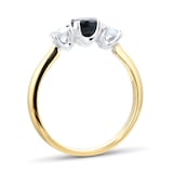 By Request 18ct Yellow and White Gold 3 Stone Sapphire and Diamond Ring - Ring Size E.5