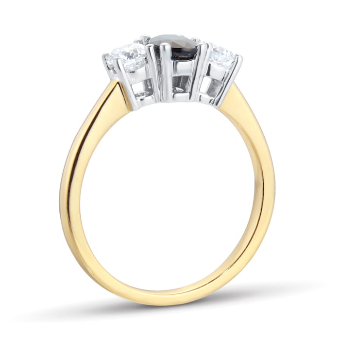By Request 9ct Yellow and White Gold 3 Stone Sapphire & Diamond Ring