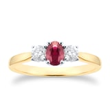 By Request 9ct Yellow and White Gold 3 Stone Ruby & Diamond Ring