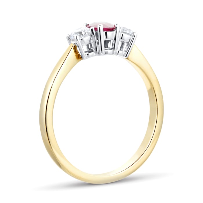 By Request 9ct Yellow and White Gold 3 Stone Ruby & Diamond Ring - Ring Size S