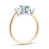 By Request 9ct Yellow and White Gold 3 Stone Emerald & Diamond Ring - Ring Size E