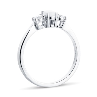 By Request 9ct White Gold 3 Stone Opal & Diamond Ring