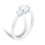 By Request 9ct White Gold 3 Stone Opal & Diamond Ring - Ring Size T.5