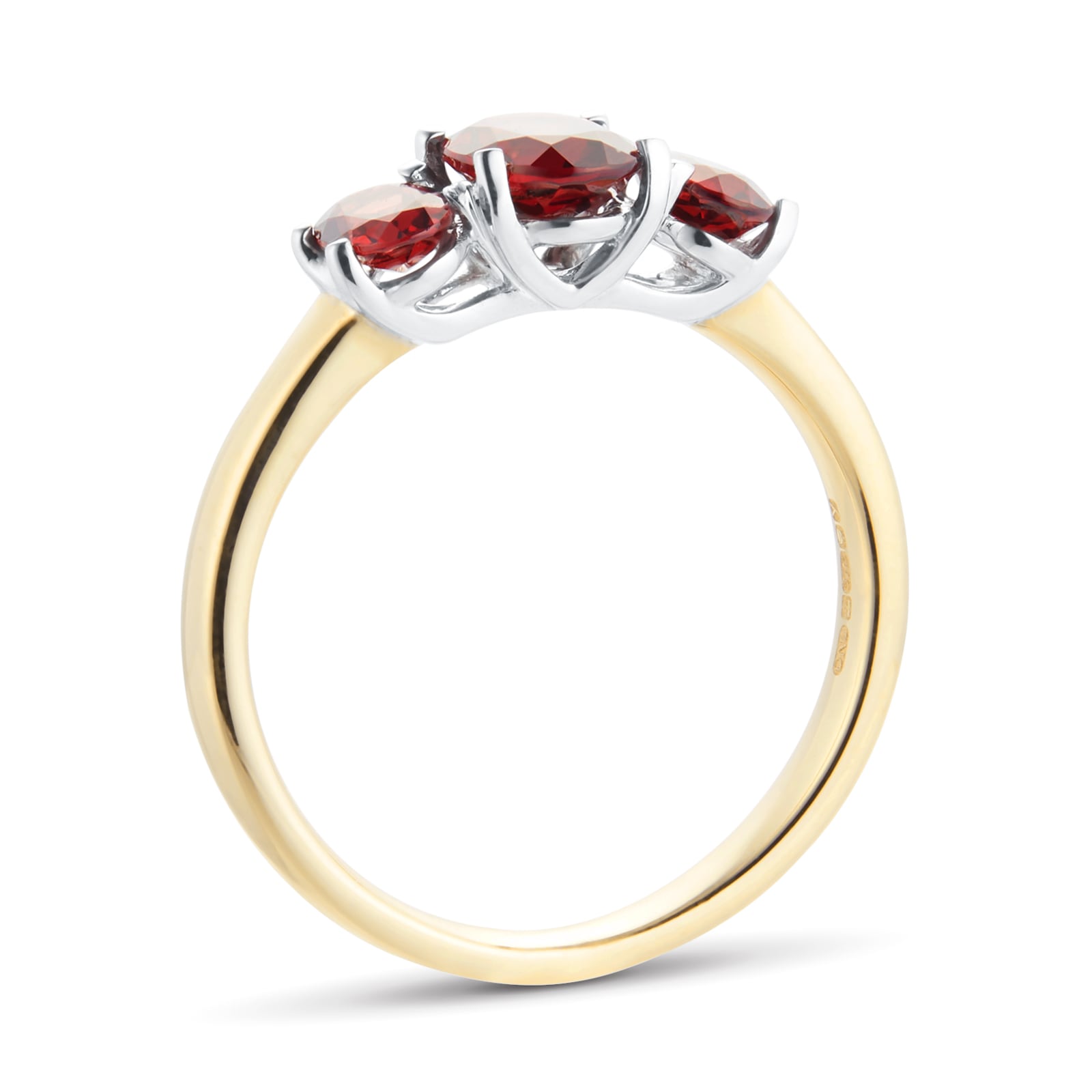 By Request 9ct Yellow and White Gold 3 Stone Garnet Ring