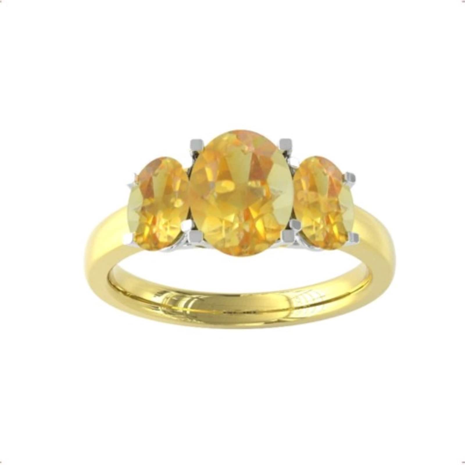9ct Yellow and White Gold 3 Stone Citrine Ring - Ring Size S.5